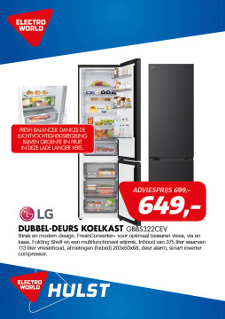LG DUBBEL-DEURS KOELKAST GBBS322CEV