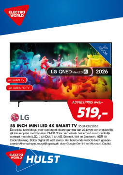 LG 55 inch Mini LED 4K Smart TV 55QNED72B6B